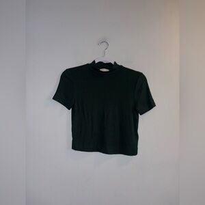 Babaton | Green Ribbed Cowlneck T-Shirt